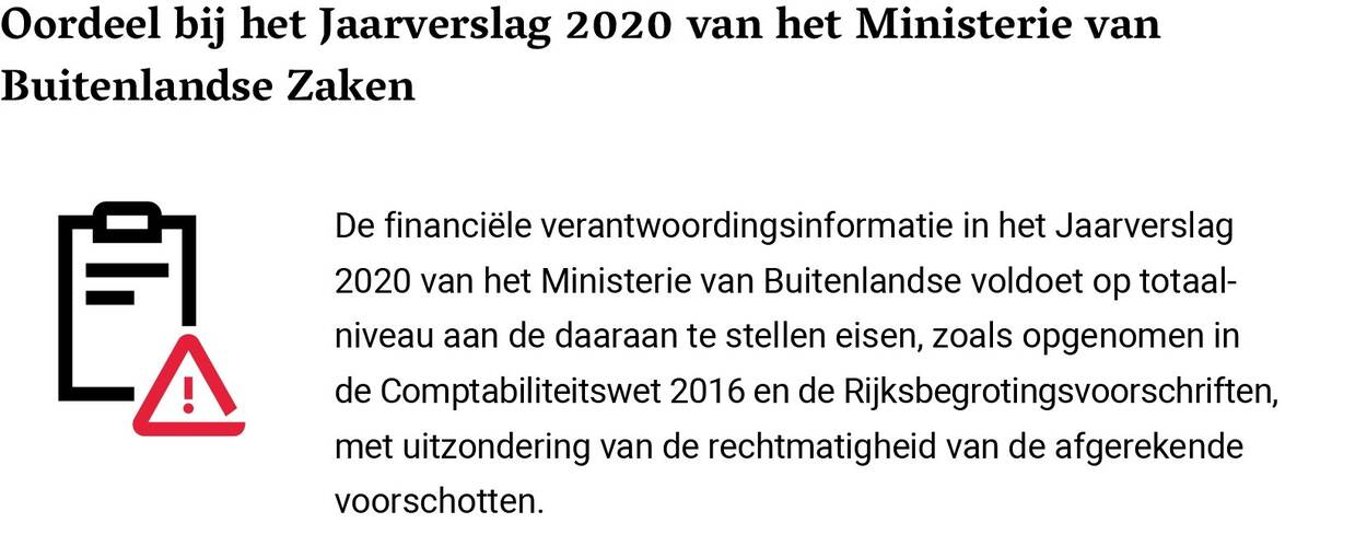 Resultaten Verantwoordingsonderzoek 2020 Ministerie Van Buitenlandse ...